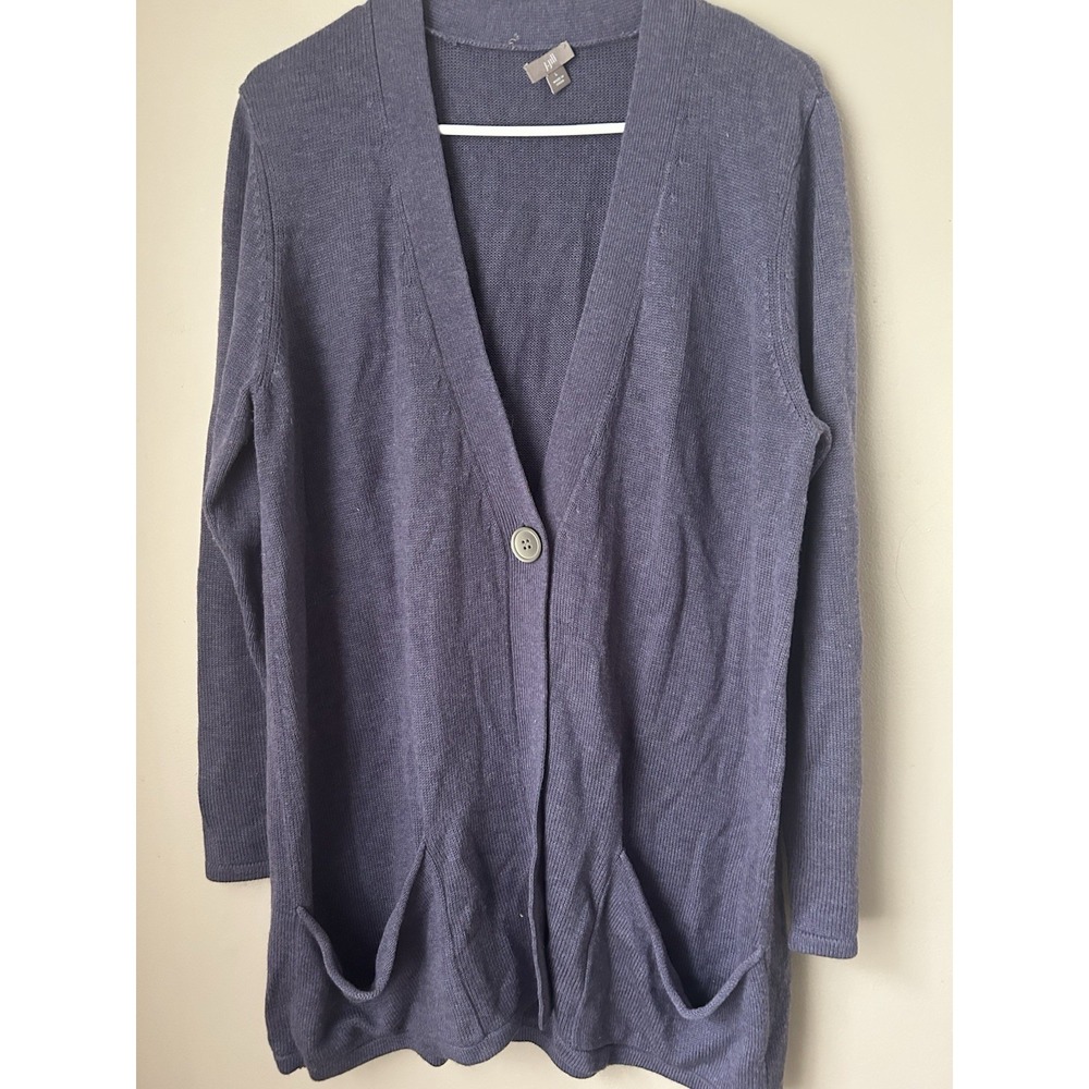 J. Jill Womens Large Knit Longline Single Button Cardigan Coastal Grandma Cozy